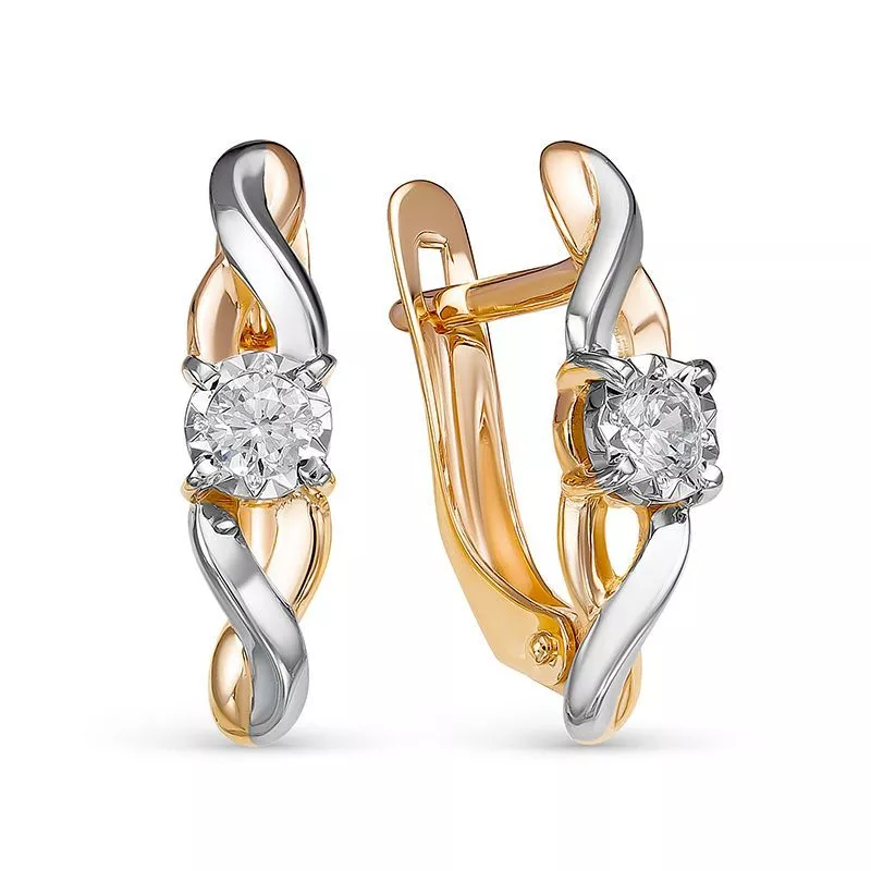 Серьги 1200111 Золото Фианит 2,14 DIAMOND EFFECT