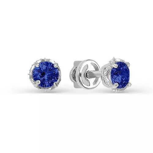Серьги с050361 Серебро Фианит Кварц синий иск. 1,88 