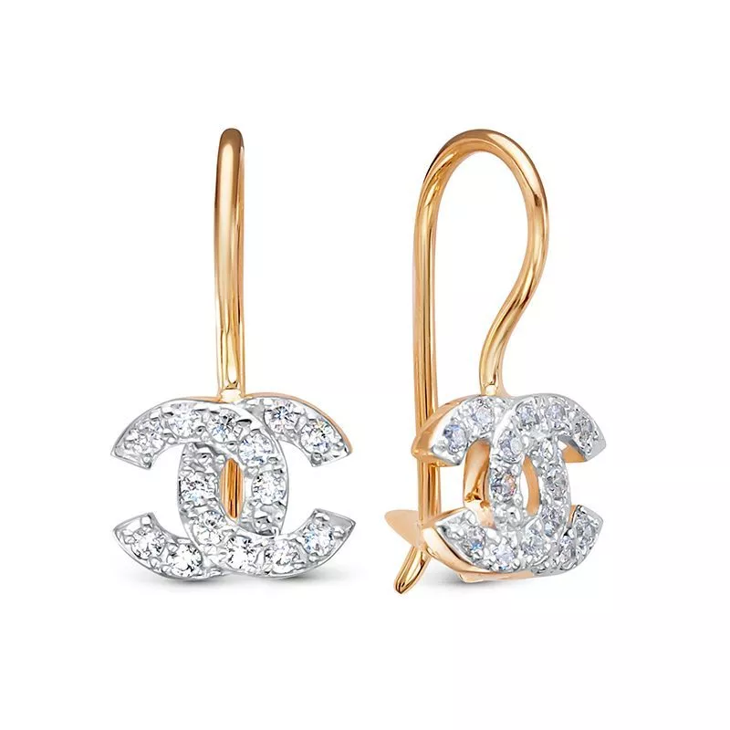 Серьги 1204653 Золото Фианит 1,15 CHANEL's lines
