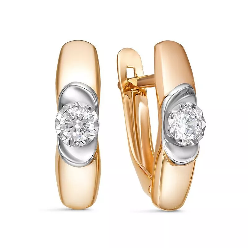 Серьги 1200130 Золото Фианит 2,33 DIAMOND EFFECT