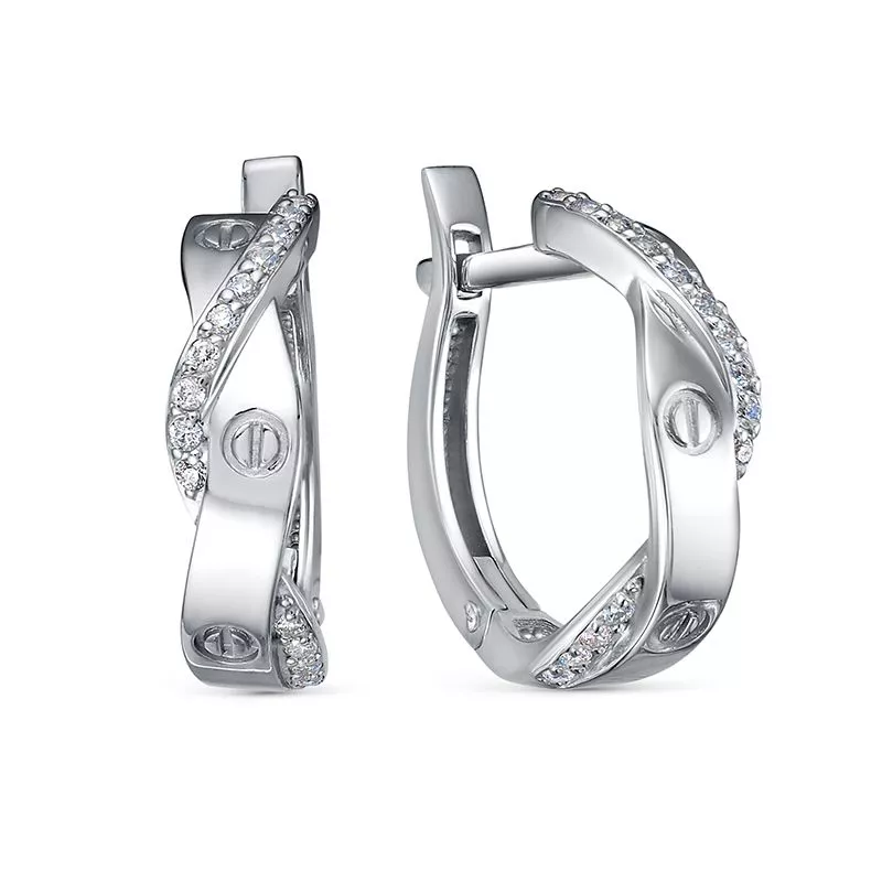 Серьги с1204469 Серебро Фианит 2,28 Cartier style