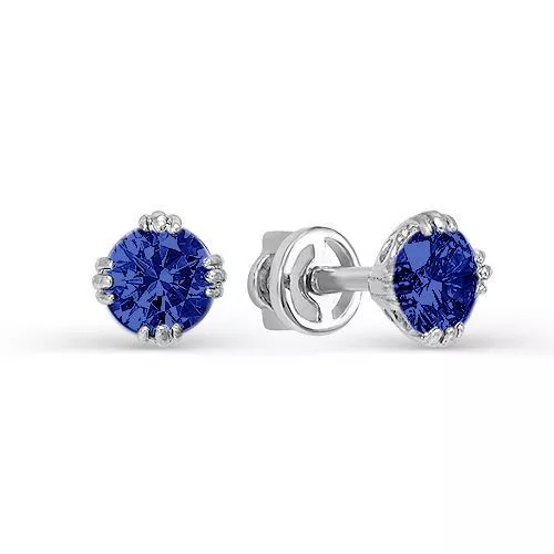Серьги с050363 Серебро Кварц синий иск. 1,67 