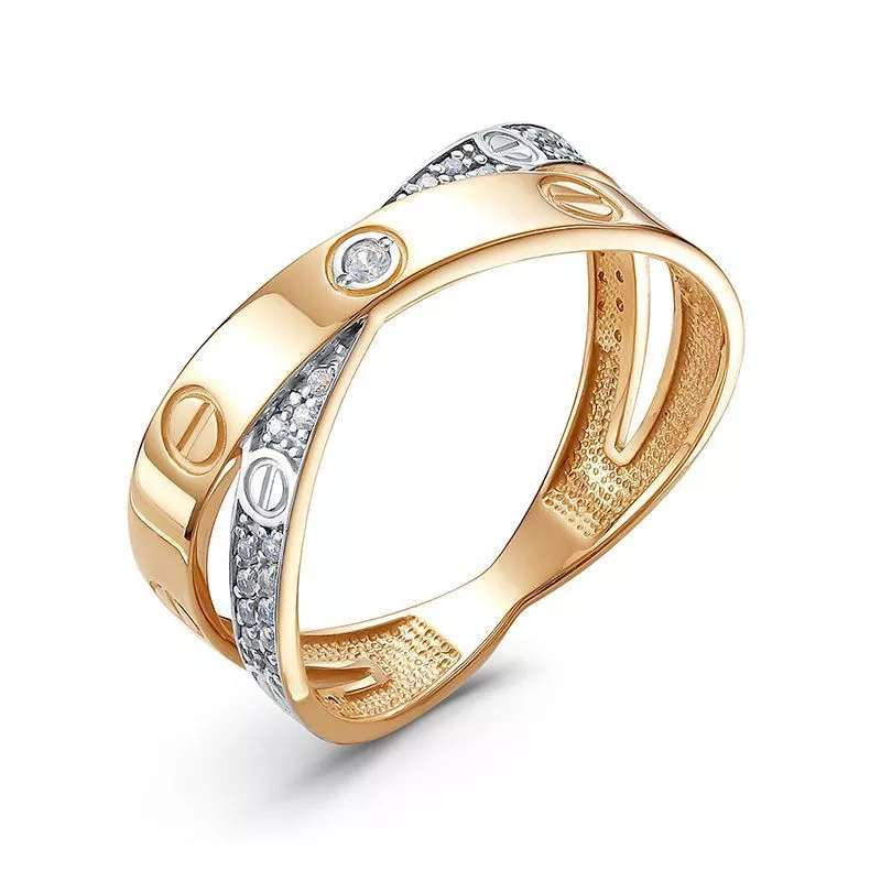 Кольцо 1102601 Золото Фианит 2,62 Cartier style