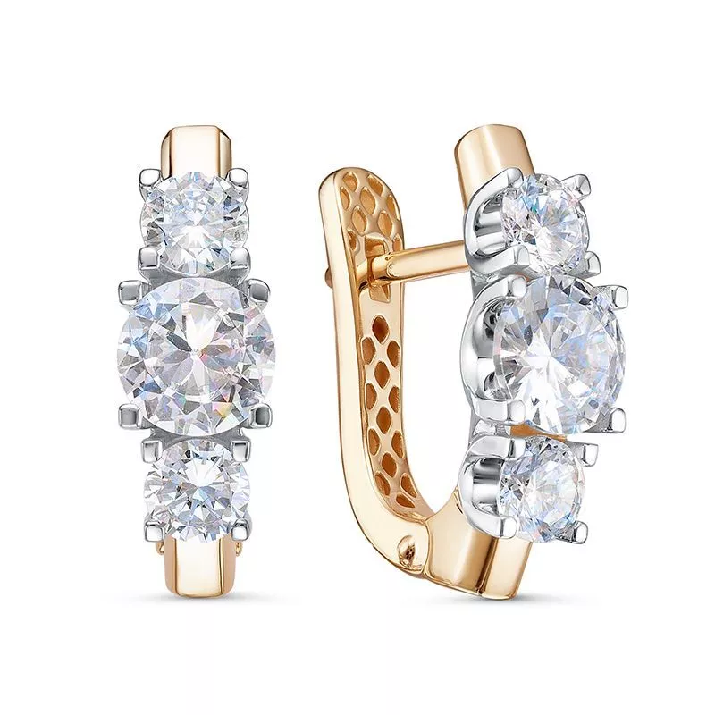 Серьги дф1201595р Золото Фианит 3,46 DELTA LUXE ONE