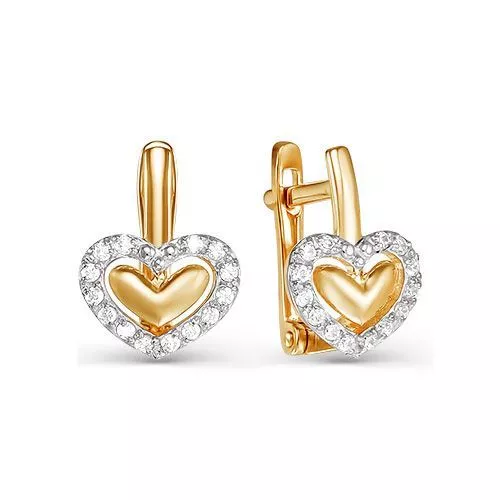 Серьги л124693 Золото Фианит 1,38 