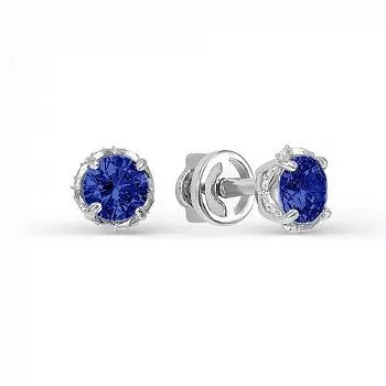 Серьги с050361 Серебро Фианит Кварц синий иск. 1,88 
