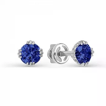 Серьги с050363 Серебро Кварц синий иск. 1,67 