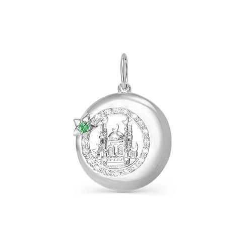 Подвеска с031709 Серебро Фианит Кварц зеленый иск. 1,55 