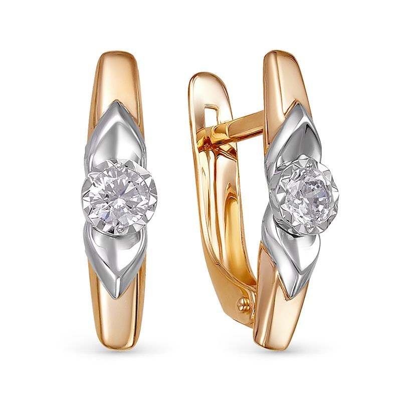 Серьги 1200126 Золото Фианит 2,16 DIAMOND EFFECT